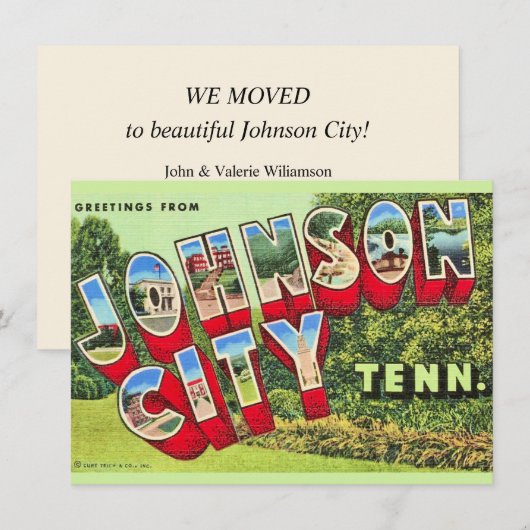 Johnson City TN verhuisbericht (Voorkant / Achterkant)