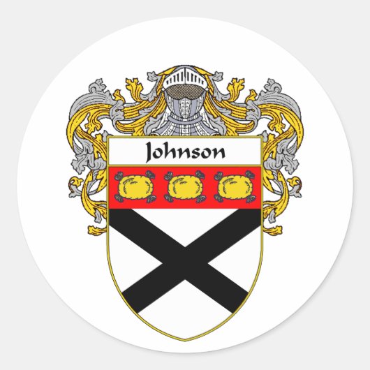 Johnson Coat of Arms (Mantled) Ronde Sticker (Voorkant)