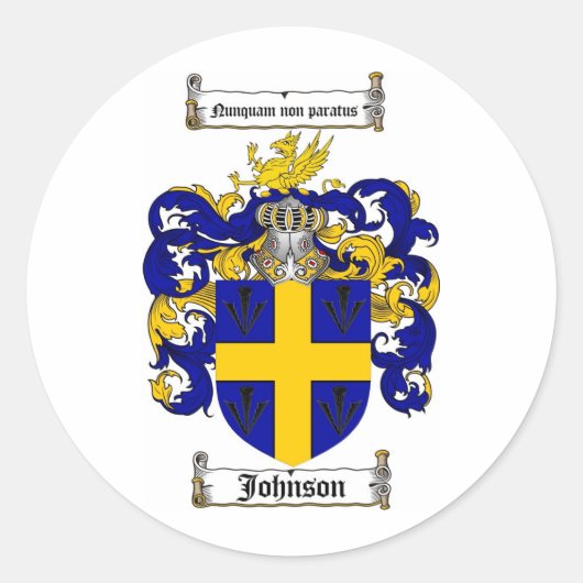 JOHNSON FAMILY CREST - JOHNSON COAT OF ARMS RONDE STICKER (Voorkant)
