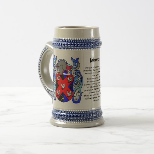 Johnson Family Crest Stein Bierpul (Voorkant links)