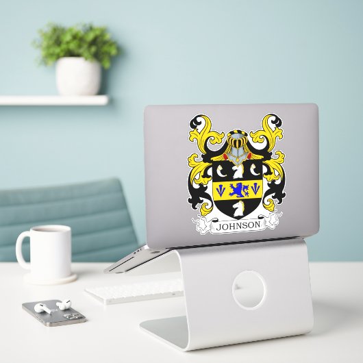 Johnson Family Crest Sticker (Laptop op bureau)