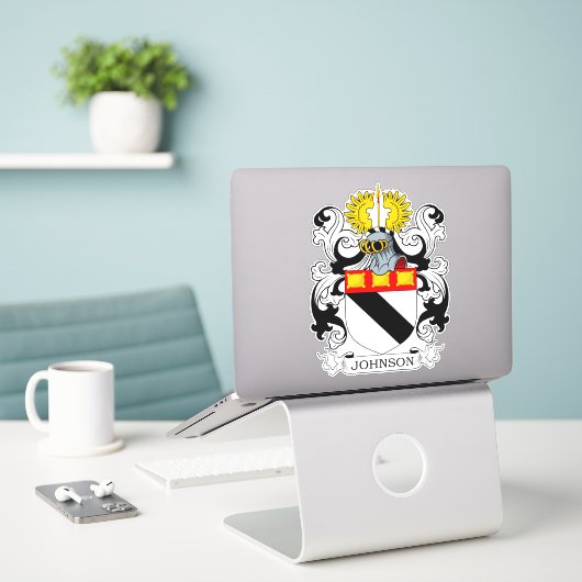 Johnson Family Crest Sticker (Laptop op bureau)