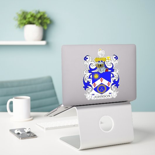 Johnson Family Crest Sticker (Laptop op bureau)