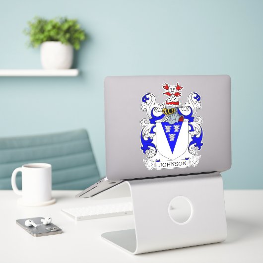 Johnson Family Crest Sticker (Laptop op bureau)
