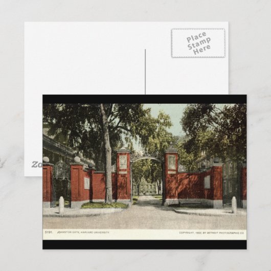 Johnson Gate Harvard University 1902 Briefkaart (Voorkant / Achterkant)