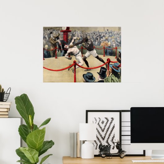 Johnson Jeffries Fight Illustration Poster (Thuiskantoor)