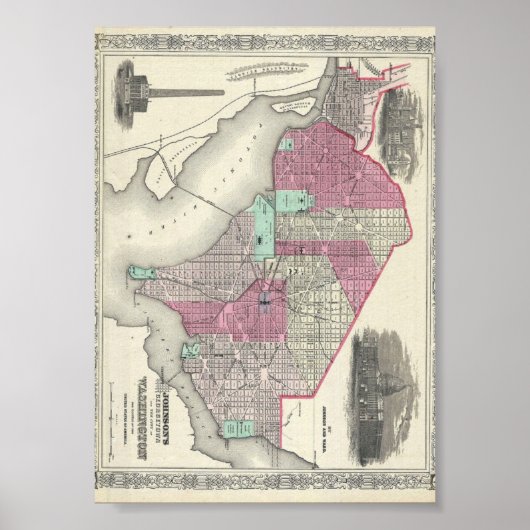 Johnson Map of Washington D.C. Poster (Voorkant)