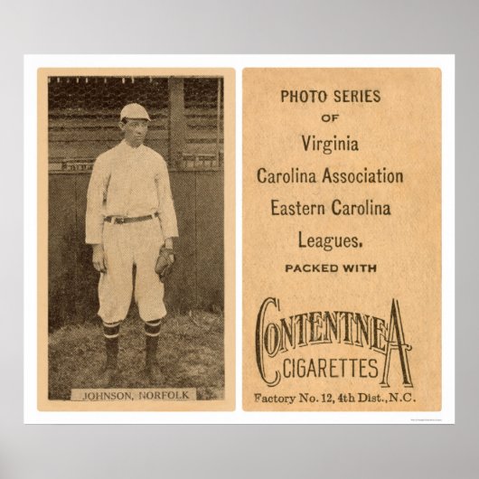 Johnson Norfolk Baseball 1910 Poster (Voorkant)