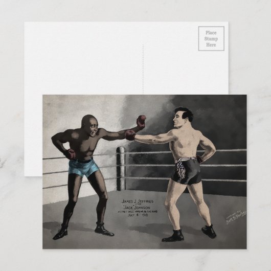 Johnson VS Jeffries Boxing Briefkaart (Voorkant / Achterkant)