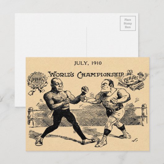 Johnson VS Jeffries Boxing Illustratie AD Briefkaart (Voorkant / Achterkant)