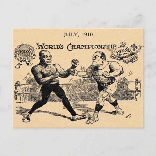 Johnson VS Jeffries Boxing Illustratie AD Briefkaart (Voorkant)