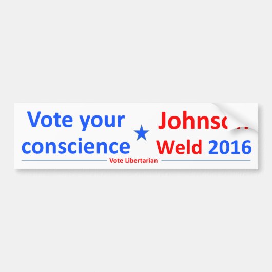 Johnson-Weld 2016 — Stem uw geweten Bumpersticker (Voorkant)