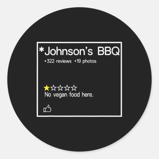 Johnson's BBQ Geen veganistisch eten hier een ster Ronde Sticker (Voorkant)