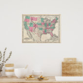 Johnson's Map of the United States (1866) Poster (Keuken)