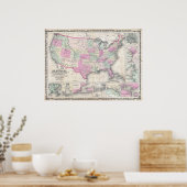 Johnson's militaire kaart van de Verenigde Staten Poster (Keuken)