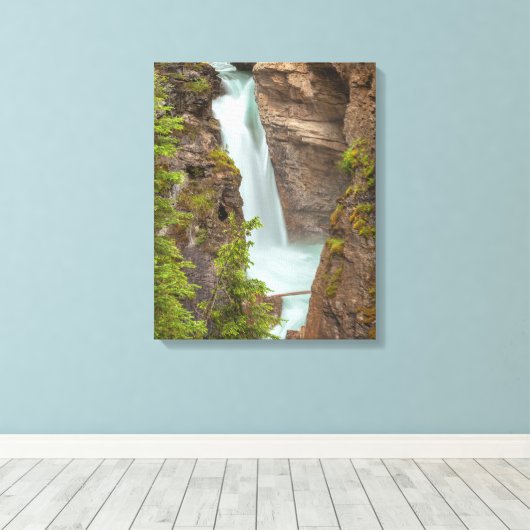 Johnston Canyon Herfsten Canvas Afdruk (Insitu (Houten vloer))