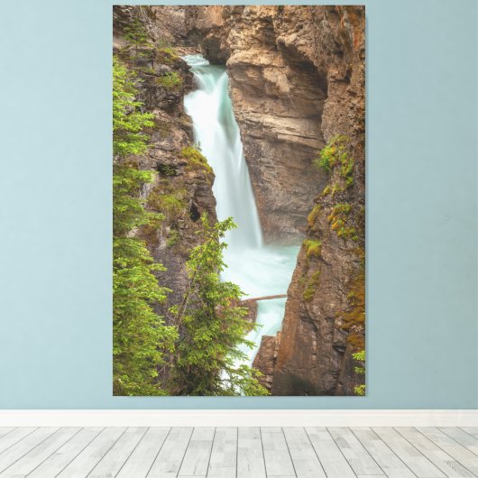 Johnston Canyon Herfsten Canvas Afdruk (Insitu (Houten vloer))