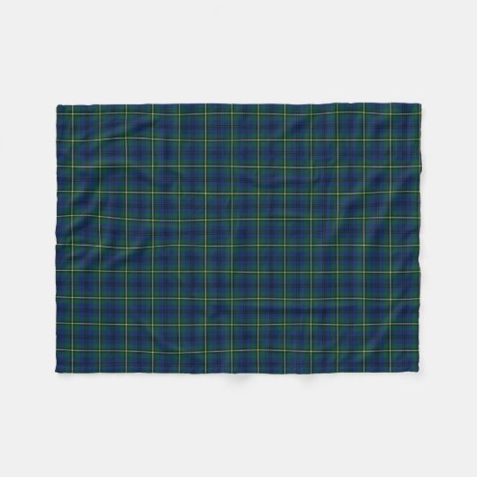 Johnston Clan Blauw, Groen en Geel Tartan Fleece Deken (Voorkant (Horizontaal))