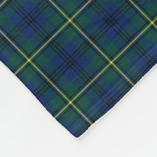 Johnston Clan Blauw, Groen en Geel Tartan Fleece Deken (Hoek)