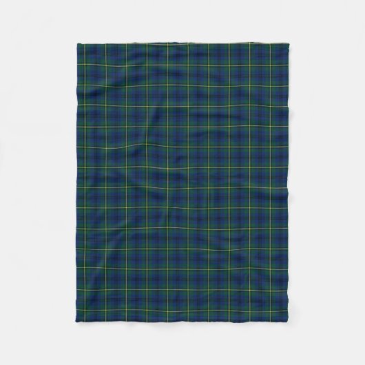Johnston Clan Blauw, Groen en Geel Tartan Fleece Deken (Voorkant)