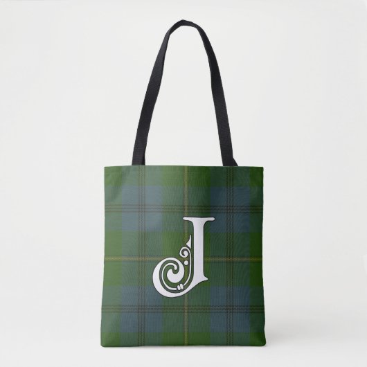 Johnston Clan Tartan Monogram Tote Bag (Voorkant)