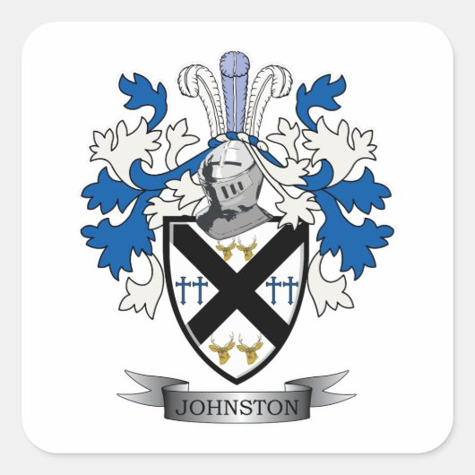 Johnston Family Crest Coat of Arms Vierkante Sticker (Voorkant)