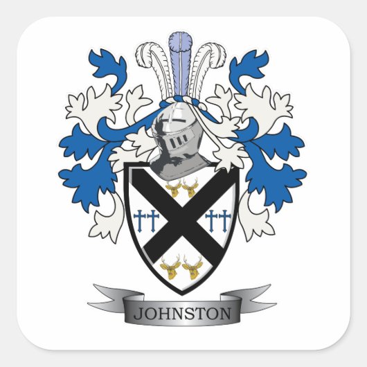 Johnston Family Crest Coat of Arms Vierkante Sticker (Voorkant)