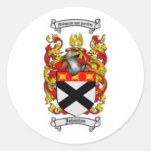 JOHNSTON FAMILY CREST - JOHNSTON WAPEN RONDE STICKER