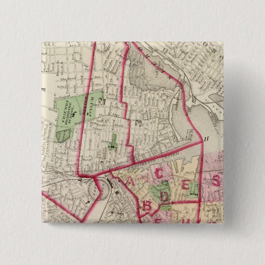 Johnston Rhode Island Map Vierkante Button 5,1 Cm (Voorkant)