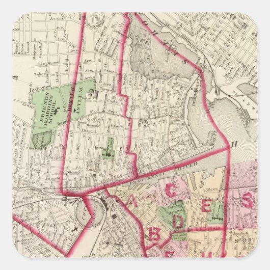 Johnston Rhode Island Map Vierkante Sticker (Voorkant)