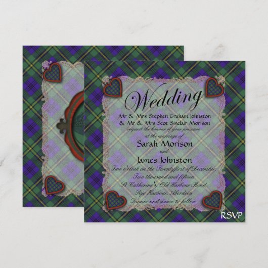 Johnston Scottish clan tartan - Pset Kaart (Voorkant / Achterkant)