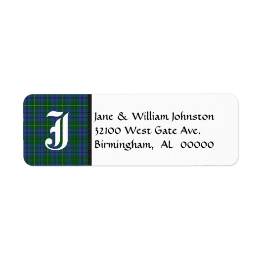 Johnston Tartan Pset Monogram Adresetiketten Etiket (Voorkant)