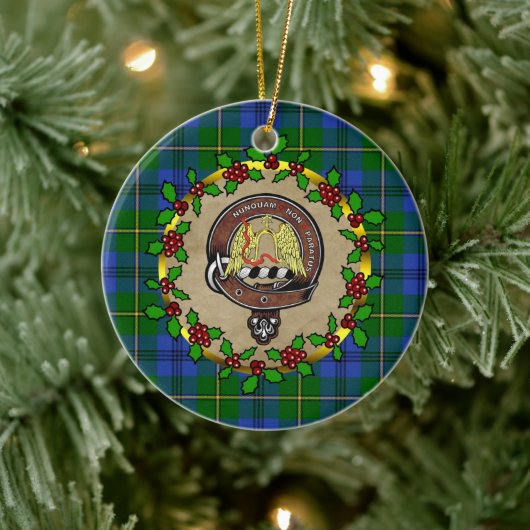 Johnstone Badge & Tartan Gepersonaliseerde Kerstmi Keramisch Ornament (Boom)