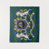 Johnstone Clan Badge & Unicorns met Tartan Wandkleed (Voorkant)