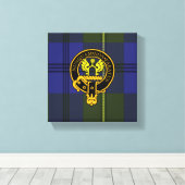 Johnstone Scottish Crest en Tartan Canvas print (Insitu (Houten vloer))