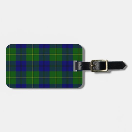 Johnstone tartan blue green plaid bagagelabel (Voorkant horizontaal)