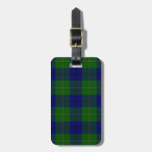 Johnstone tartan blue green plaid bagagelabel (Voorkant verticaal)