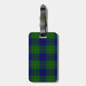 Johnstone tartan blue green plaid bagagelabel (Achterkant verticaal)