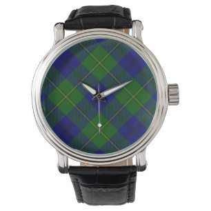 Johnstone tartan blue green plaid horloge