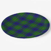Johnstone tartan blue green plaid papieren bordje (Gekanteld)