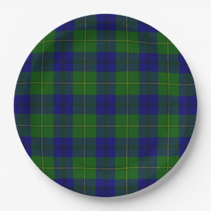 Johnstone tartan blue green plaid papieren bordje