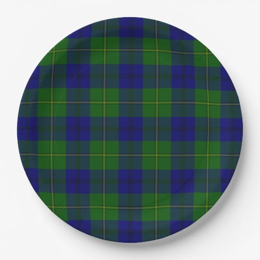 Johnstone tartan blue green plaid papieren bordje (Voorkant)