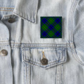 Johnstone tartan blue green plaid vierkante button 5,1 cm (In situ)