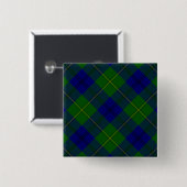 Johnstone tartan blue green plaid vierkante button 5,1 cm (Voorkant /achterkant)
