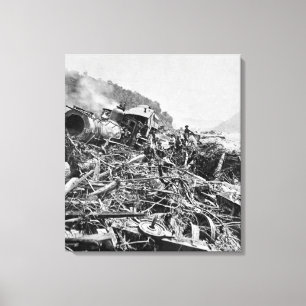 Johnstown Flood Train Wreck  1889 Canvas Afdruk