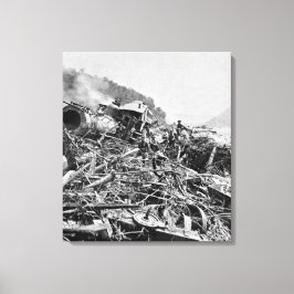 Johnstown Flood Train Wreck Vintage 1889 Canvas Afdruk
