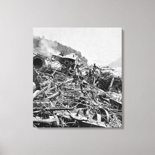 Johnstown Flood Train Wreck Vintage 1889 Canvas Afdruk (Voorkant)