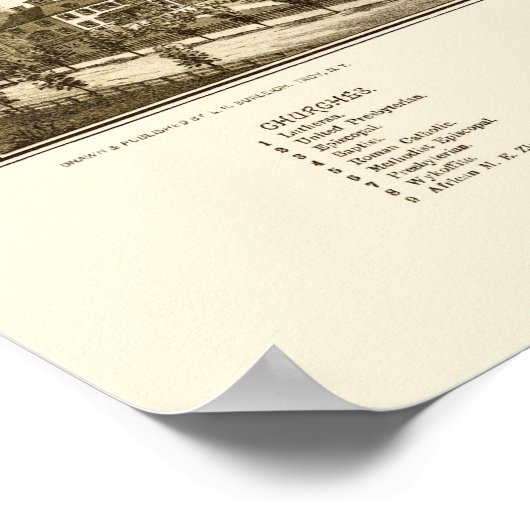 Johnstown, NY Panoramic Map - 1888 Poster (Hoek)