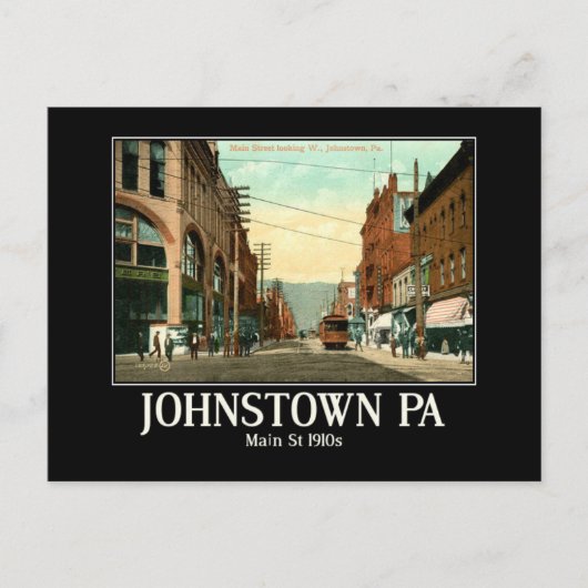 Johnstown PA Main St 1910's Briefkaart (Voorkant)