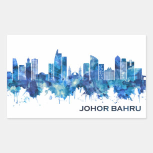 Johor Bahru Maleisië Skyline Blue Rechthoekige Sticker
